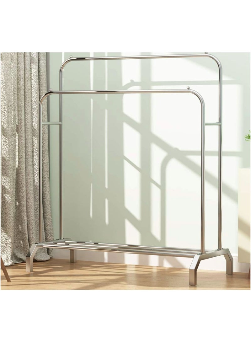 إيباسكت منظم ملابس وحامل معدني ثنائى ب4خطاف مقاس(160سم ارتفاع*110سم عرض*20سم عمق) (لون سيلفر) - Image 3